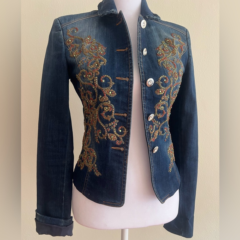 Vintage Rare Versace Jeans Couture Collection Dark Blue Jacket Italy 28 / 42 XS - Picture 2 of 11